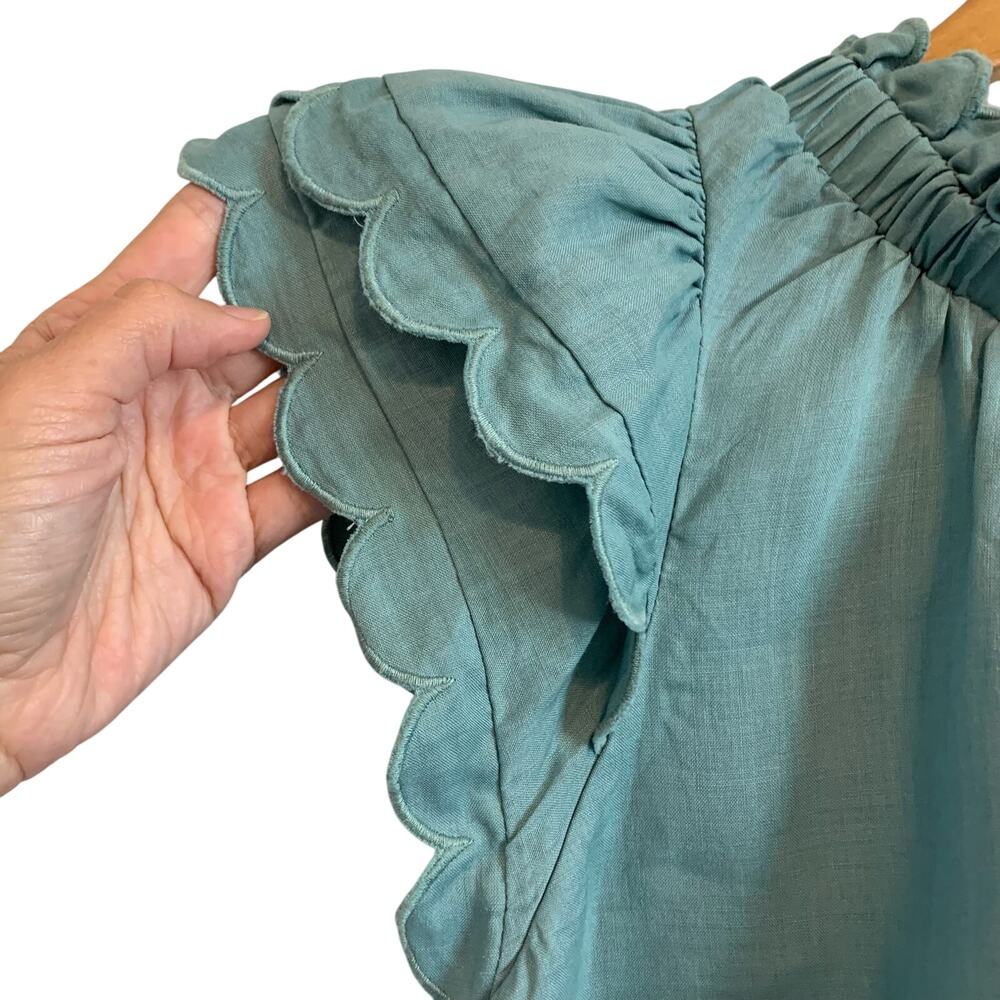 SEA New York Ramey Light Teal Flutter Sleeve Blouse - Picture 3 of 6